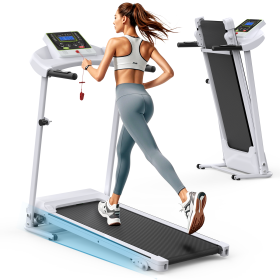 Folding Treadmill With Incline 2.5HP 12KMH Electric Treadmill For Home Foldable, Bluetooth Music Cup Holder Heart Rate Sensor Walking Running Machine