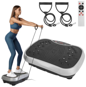 Vibration Exercise Machine With Resistant Bands Remote Control Whole Body Vibration Platform Workout Equipment Home Fitness Training Equipment For Wei