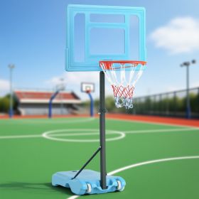 Poolside Basketball Hoop Stand, 36.5inch-48.5inch Height Adjustable Portable Hoop System With Clear Backboard & Fillable Base For Whole Family, Blue,