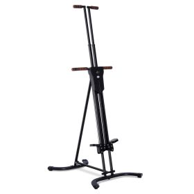 Soozier Vertical Climber Exercise Machine Folding Adjustable Stair Workout with Display Monitor Black