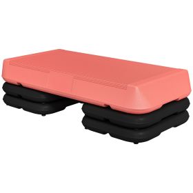 Adjustable Aerobic Stepper, 3-Level with Risers 4", 6", 8" Exercise Step Platform for Home Gym Fitness Workout, 330lbs Weight Capacity, Red