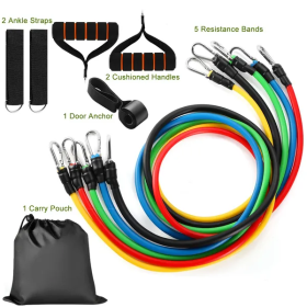 11Pcs Resistance Bands Set Fitness Workout Tubes Exercise Tube Bands Up