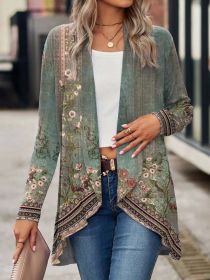 Shawl Small Suit Cardigan Outer Wear Ethnic Style (Option: Green-S)
