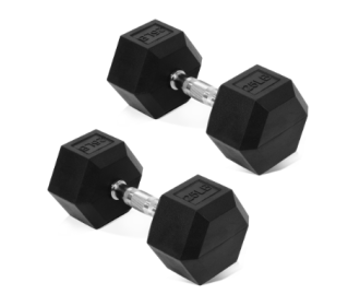 A Set Of Hexagonal Rubber-coated Dumbbells - Non-slip Grips That Are Durable And Space-saving For Home Gym Strength Training--Only Supports Self Picku (Option: 25LB Pair)