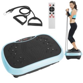 1Pc Vibration Exercise Machine With Resistant Bands Remote Control Whole Body Vibration Platform Workout Equipment Home Fitness Training Equipment For (Option: 1Pc Blue)