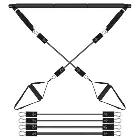 100LBS OR 180LBS Band Options - 1Pc Pilates Bar Kit Multifunctional Pilates Yoga Toning Bar Full Body Exercise Equipment Set For Beginners Intermediat (Option: 180LBS)